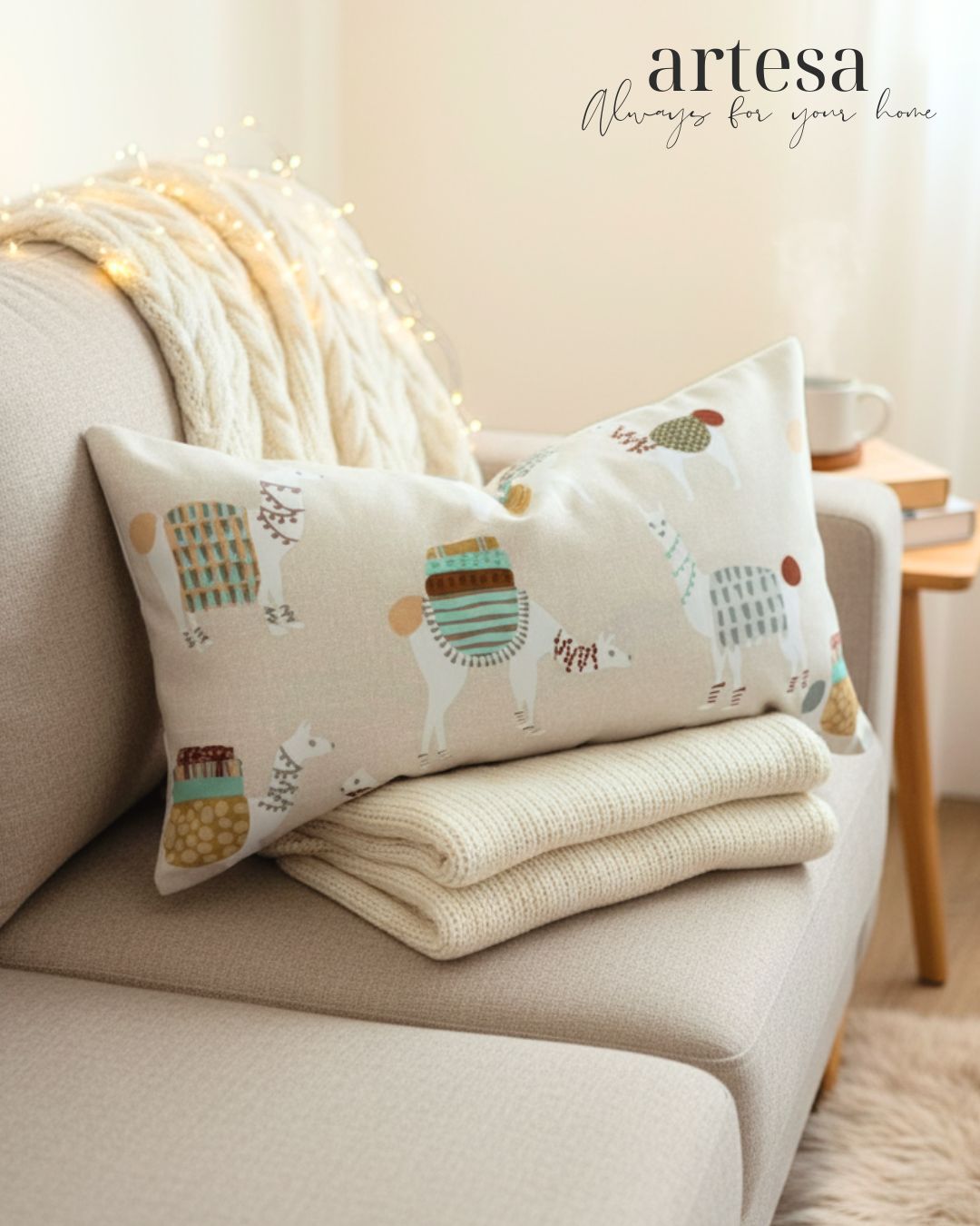 Artesa Premium Kindly Pillow Cover 12x20 | CANVAS IN LLAMA