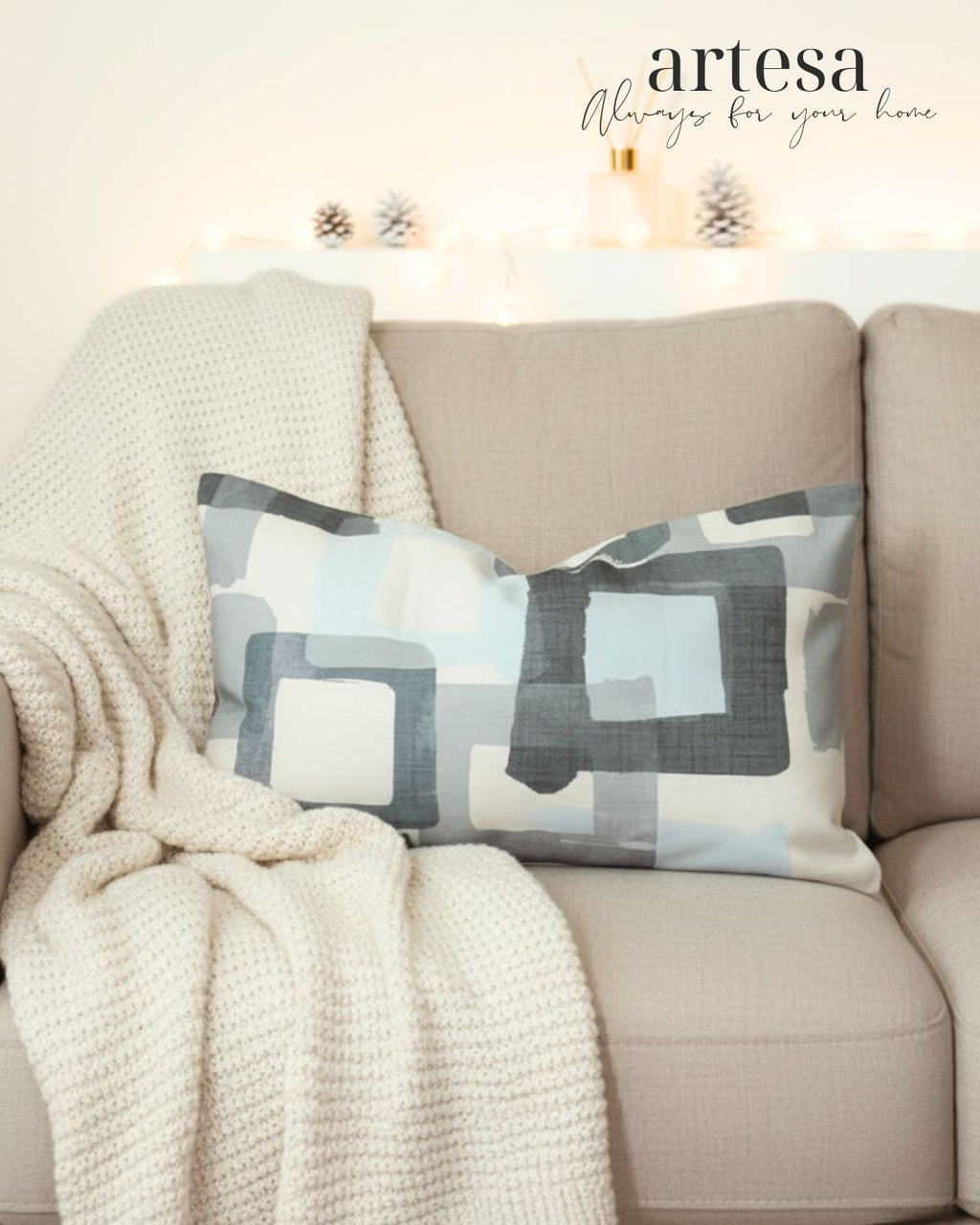 Artesa Premium Kindly Pillow Cover 12x20 | BROCADE IN DICE IN ICE