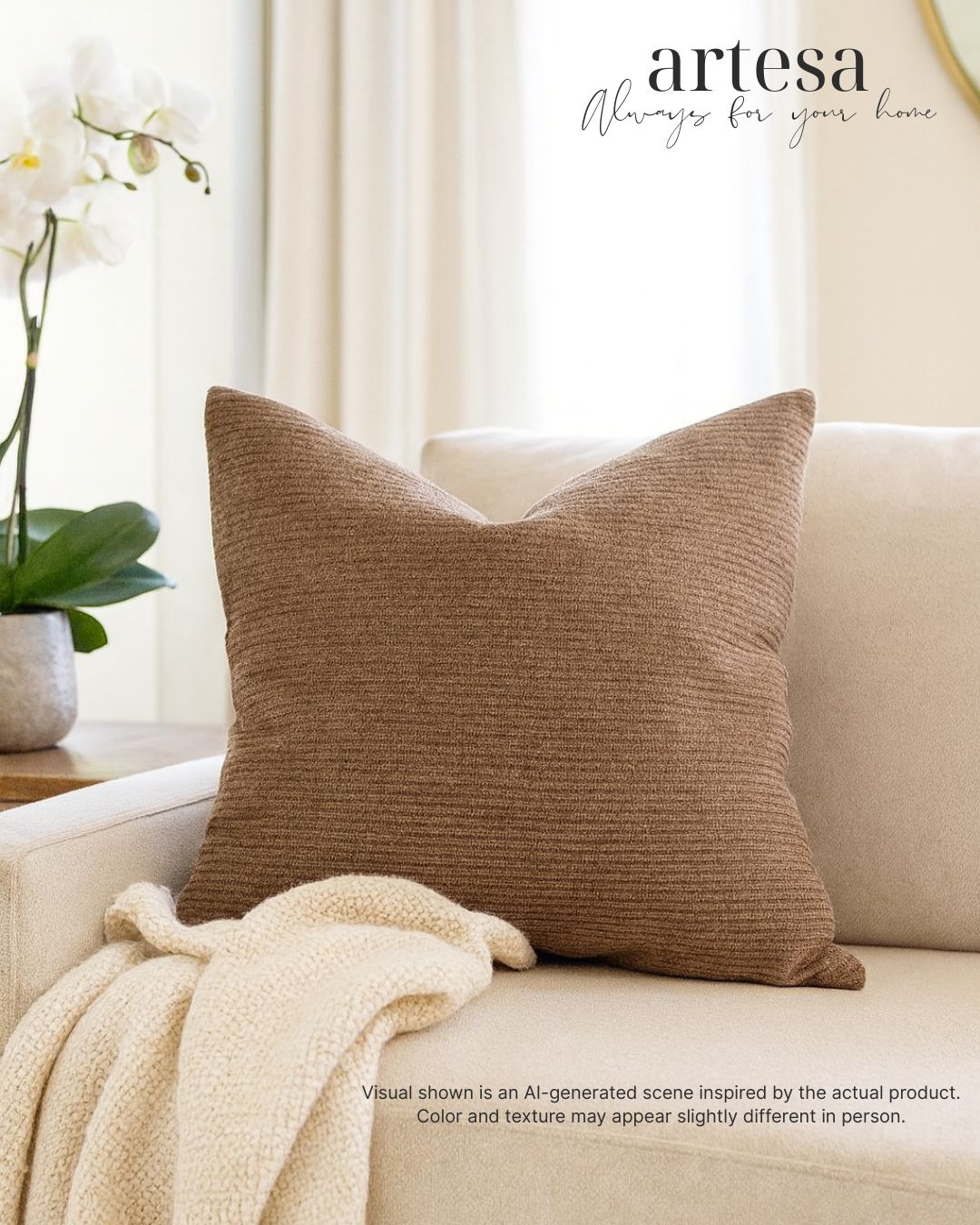 Artesa Premium Throw Pillow Covers | BROCADE BROWN BEAR