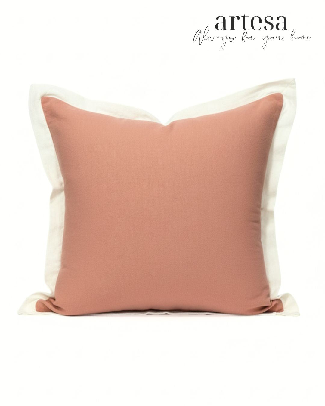 Artesa Premium Throw Pillow Covers | Textured Cotton Linen (Two-tone) in Blush