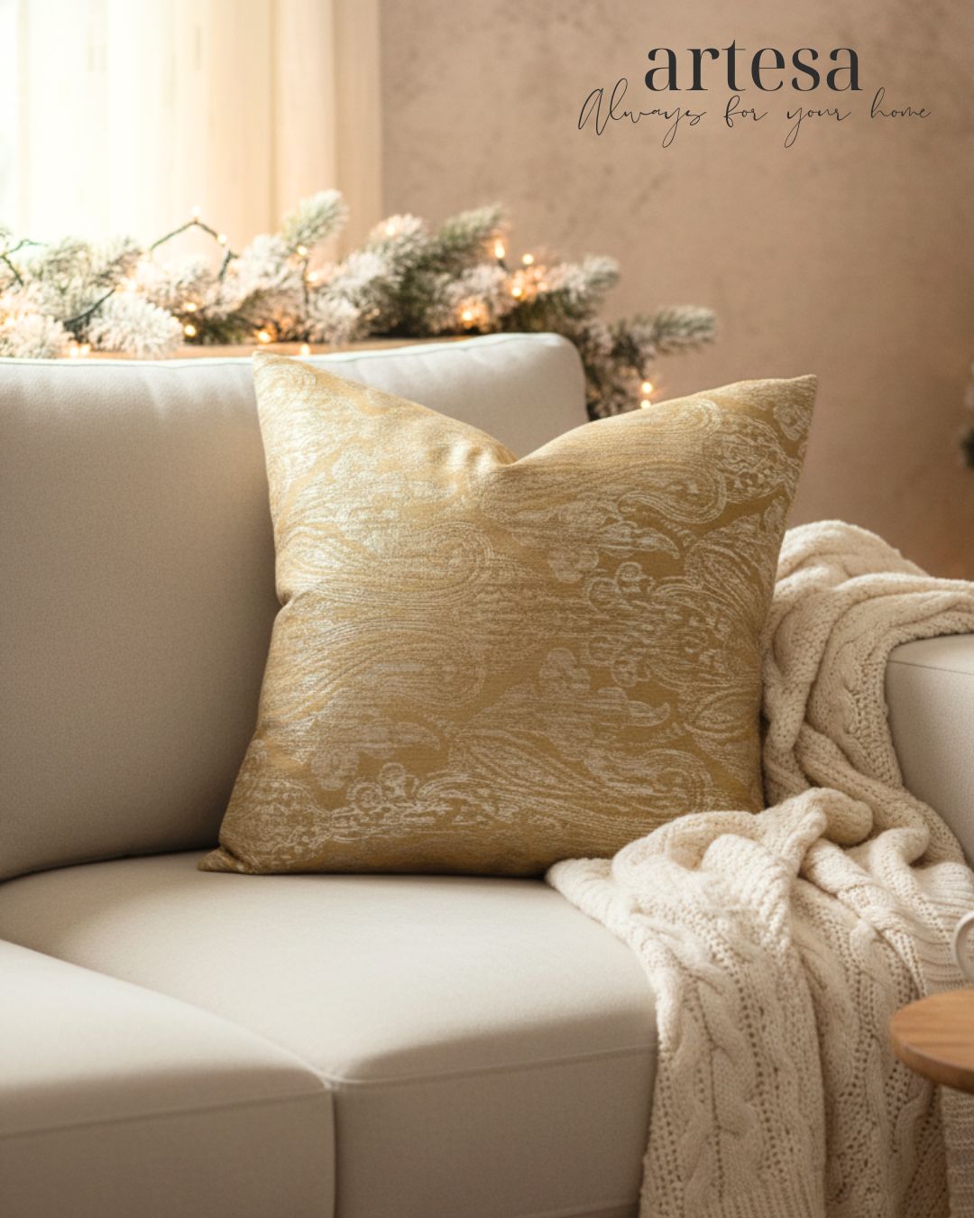 Artesa Premium Throw Pillow Covers | BROCADE EDEN