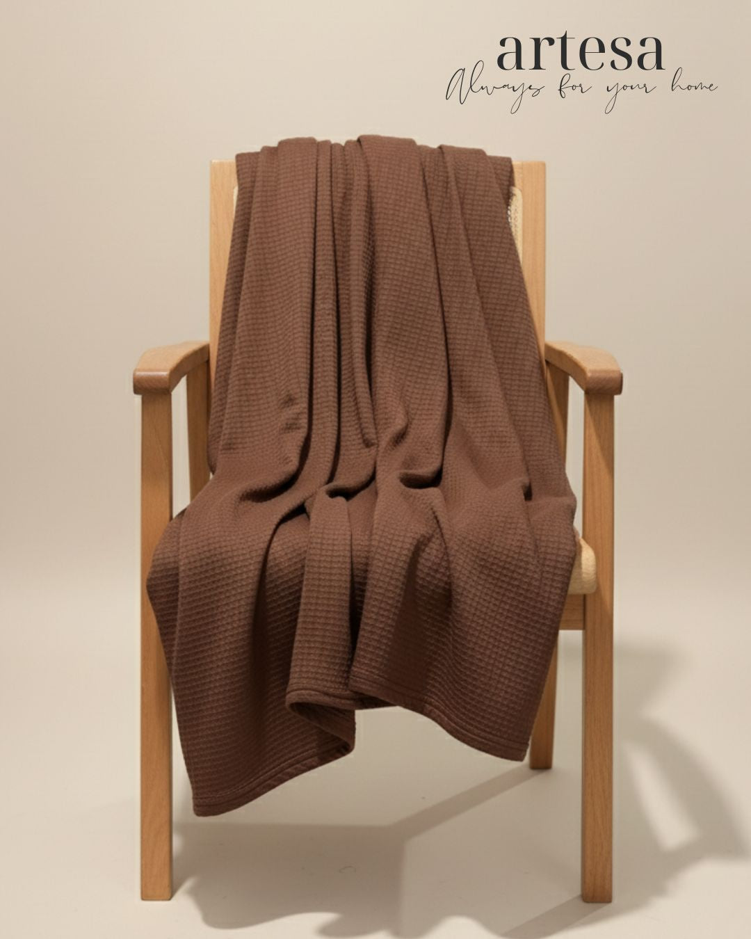 Artesa Premium Waffle Throw Blanket in Chocolate Brown (New)