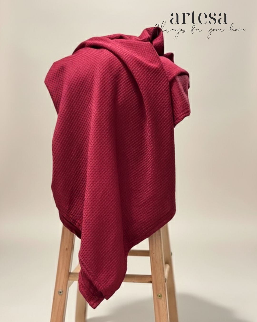 Artesa Premium Waffle Throw Blanket in Dark Ruby Red (New)