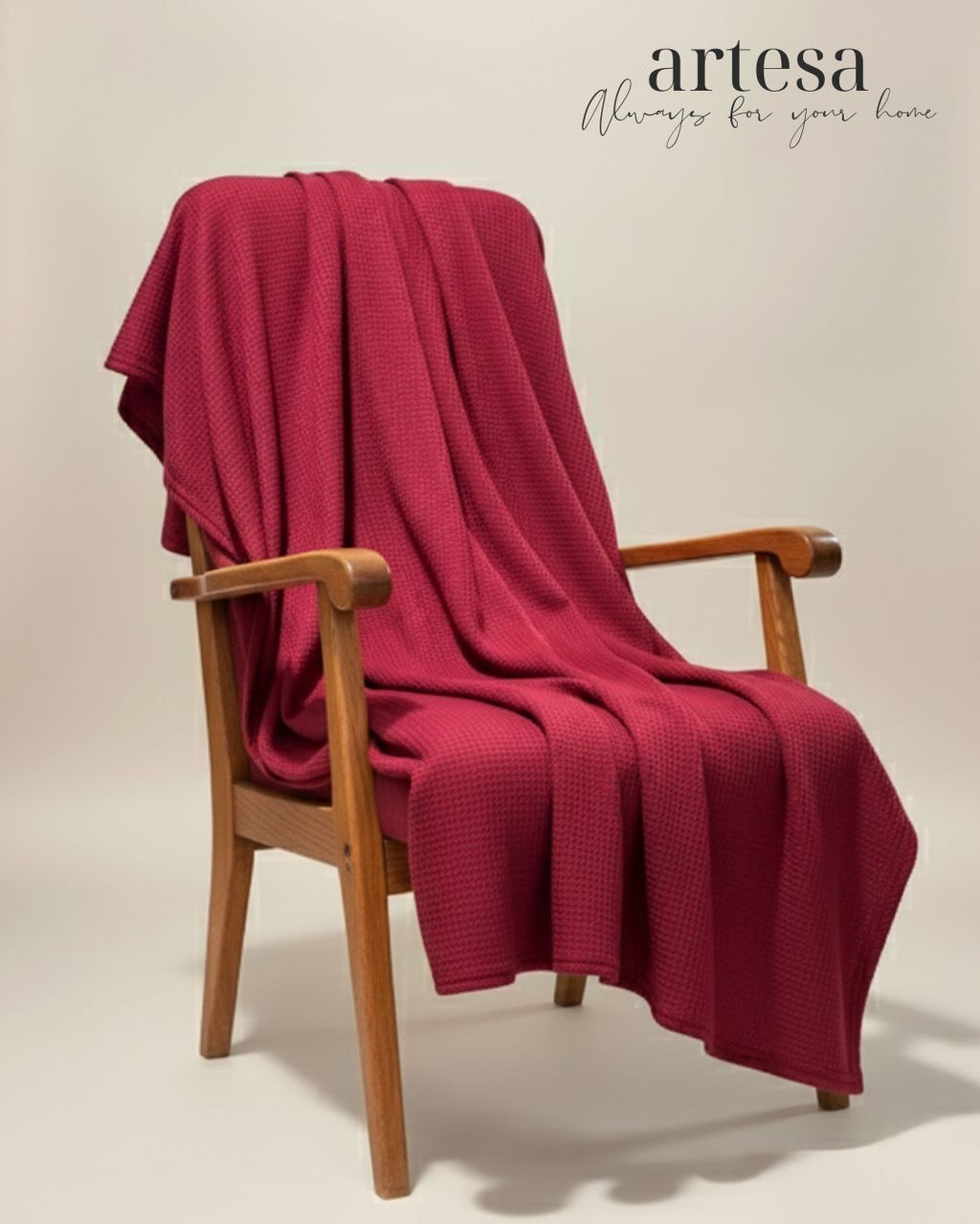 Artesa Premium Waffle Throw Blanket in Dark Ruby Red (New)