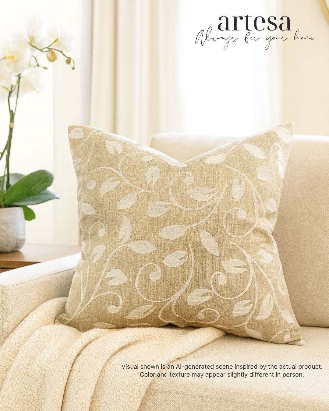 Artesa Premium Throw Pillow Covers | BROCADE DOVE