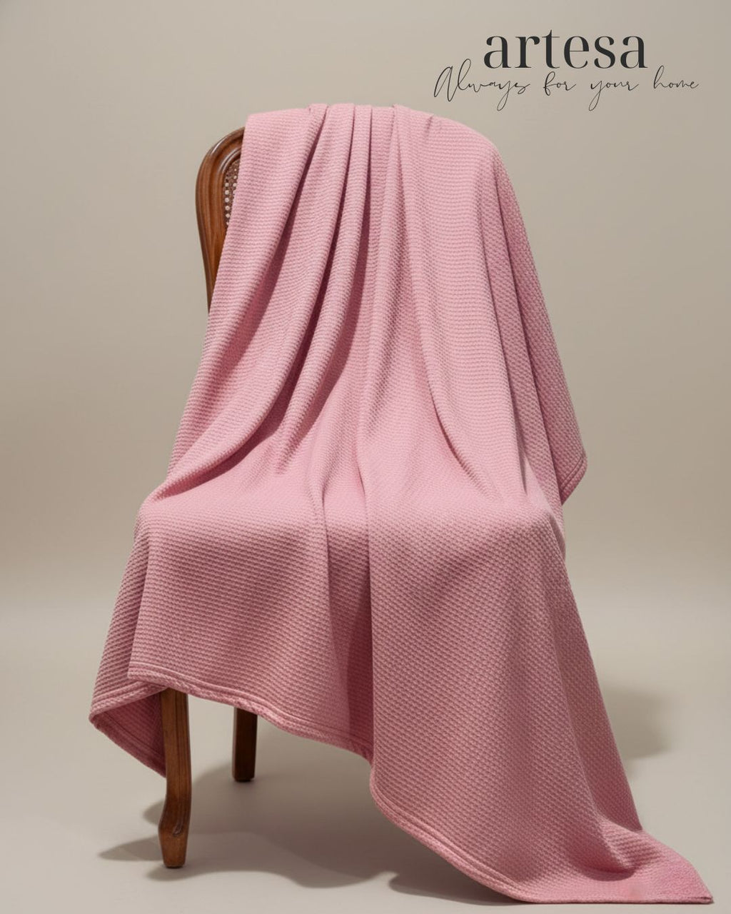 Artesa Premium Waffle Throw Blanket in Dusty Rose (New)