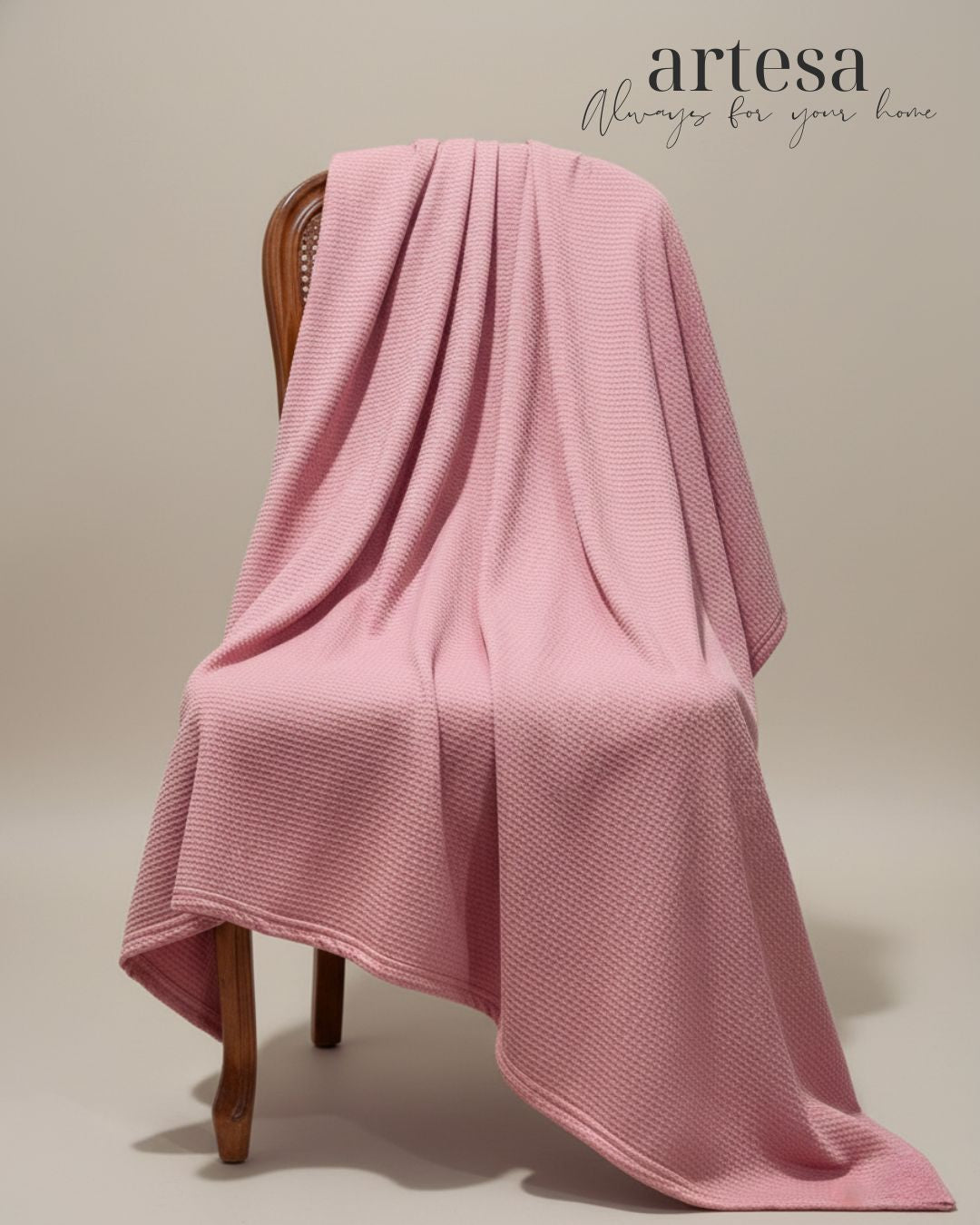 Artesa Premium Waffle Throw Blanket in Dusty Rose (New)